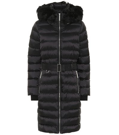 Shearling-trimmed down coat