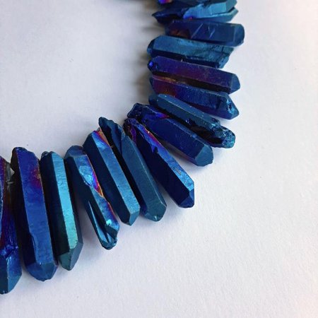 Matte Dark Blue Raw Crystal Quartz Top Drilled Crystal | Etsy