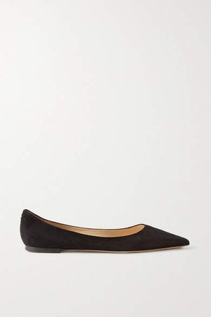 Love Suede Point-toe Flats - Black