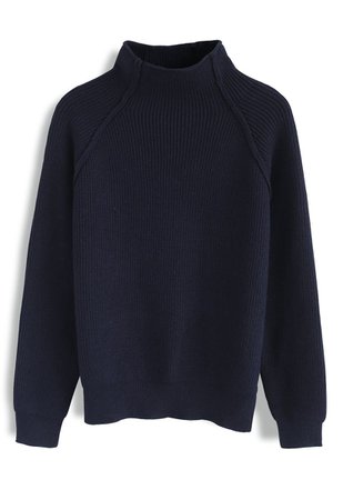Heart and Soul Patched Knit Sweater in Navy - Retro, Indie and Unique Fashion