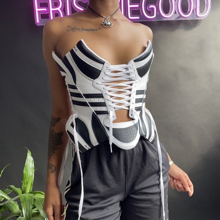 Adidas Corset Top, handmade with recycled materials!... - Depop