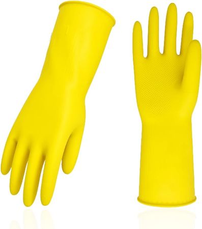 Amazon.com: Vgo 10-Pairs Reusable Household Gloves, Rubber Dishwashing Gloves, Extra Thickness, Long Sleeves, Kitchen Cleaning, Working, Painting, Gardening, Pet Care (Size M, Yellow, HH4601) : Health & Household