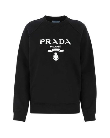 Prada Cotton Pixelated Logo Printed Sweatshirt in Black - Lyst