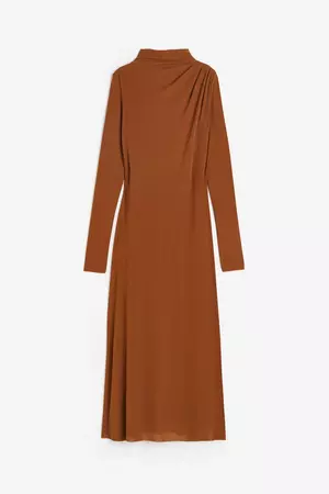 Jersey Mock Turtleneck Dress - Brown - Ladies | H&M US