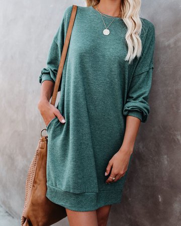 Donner Pocketed Knit Sweater Dress - Sea Green – VICI