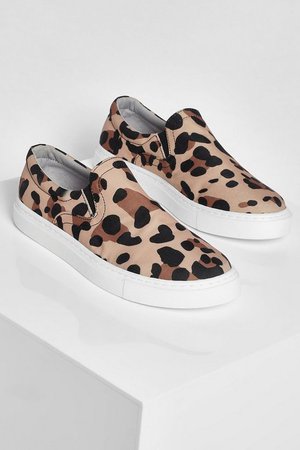 Leopard Print Basic Slip On Skater | boohoo