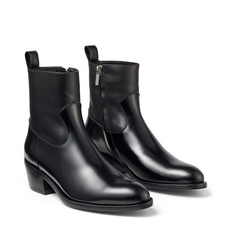 Black Calf Leather Cowboy Boots | JESSE/F | Cruise 2019 | JIMMY CHOO