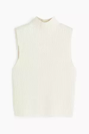 Rib-knit Sleeveless Top - Cream - Ladies | H&M US