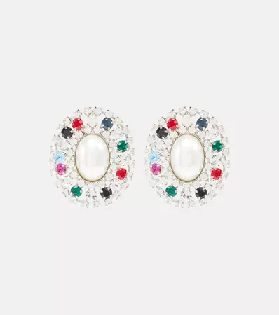 Embellished Clip On Earrings in Multicoloured - Alessandra Rich | Mytheresa