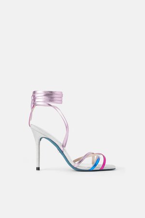 BLUE COLLECTION TIED LEATHER HEELED SANDALS-SHOES-WOMAN-NEW COLLECTION | ZARA United States