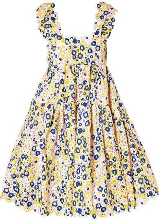 Cecilie Bahnsen - Rue Open-back Tiered Guipure Lace Dress - Yellow