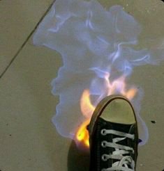 shoe on fire