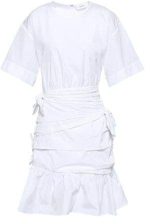 Knotted Ruched Cotton-poplin Mini Dress