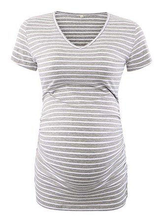 Pinkydot Women's V Neck T Shirt Classic Side Ruched Pregnancy Maternity T-Shirt Tops at Amazon Women’s Clothing store: