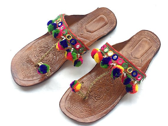 Rainbow Pom Pom Sandals