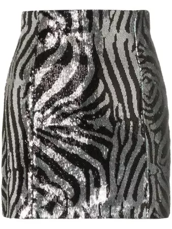 Halpern Zebra Print Sequin Embellished Mini Skirt - Farfetch