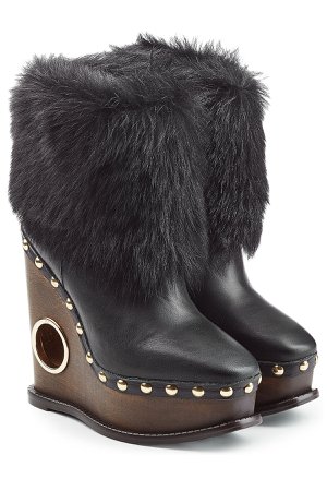 Leather Wedge Boots with Fur Gr. IT 39