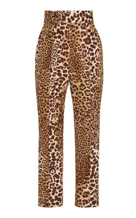 Pintuck Leopard Print Stretch-Cotton Pants By Carolina Herrera | Moda Operandi
