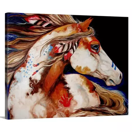 Art Canvas Painting Indian War Horse Painting On Canvas Wall - Temu