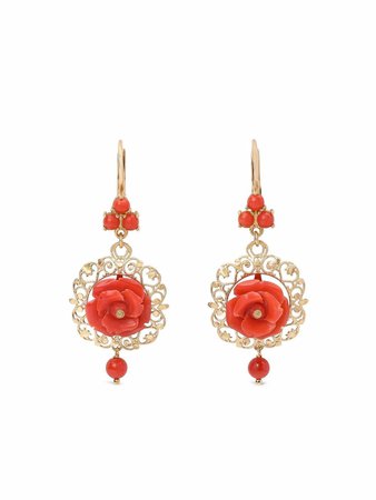 Dolce & Gabbana 18kt yellow gold Rose coral earrings