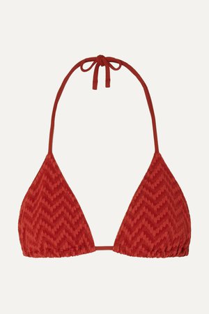 Red Veston seersucker triangle bikini top | Eres | NET-A-PORTER