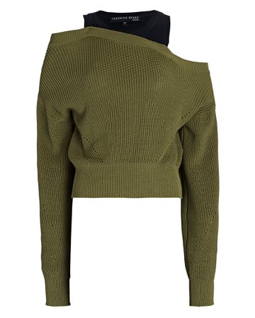 Veronica Beard Prescott Prescott Cold-Shoulder Rib Knit Sweater | INTERMIX®