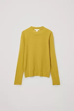 KNITTED LONG SLEEVE TOP - Yellow - Tops - COS GB