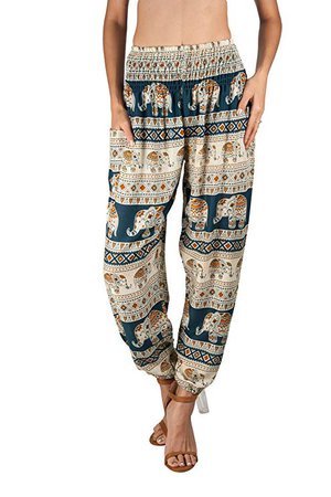 Joop Joop Bohemian Tapered Elephant Harem Loose Yoga Travel Lounge Pants at Amazon Women’s Clothing store