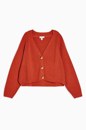Bright Orange Knitted Super Cropped Cardigan | Topshop