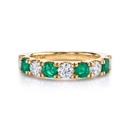 Diamond And Emerald Classic Band Ring