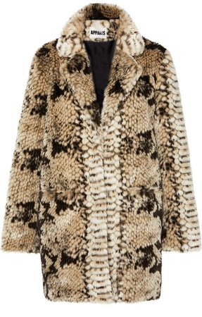 Sydney Snake-Print Faux Fur Coat Size: XS