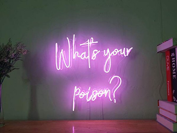 What's Your Poison Real Glass Neon Sign For Bedroom Garage Bar Man Cave Room Decor Handmade Artwork Visual Art Dimmable Wall Lighting Includes Dimmer