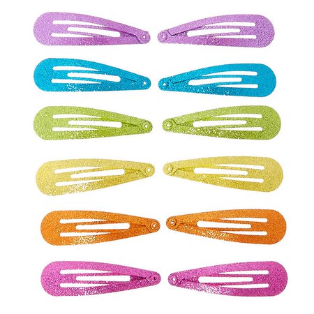 Rainbow Glitter Snap Hair Clips - 12 Pack | Claire's US
