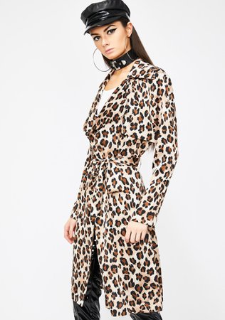 Leopard Print Satin Trench Coat | Dolls Kill
