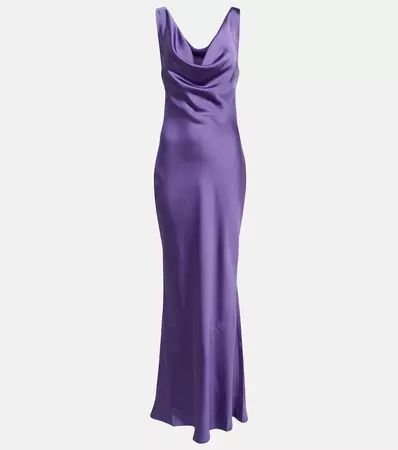 Norma Kamali Crêpe Satin Gown In Purple | ModeSens