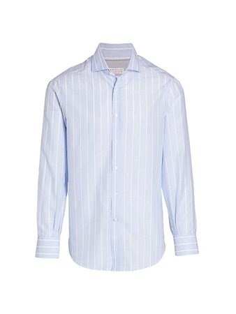 Shop Brunello Cucinelli Striped Button-Front Shirt | Saks Fifth Avenue