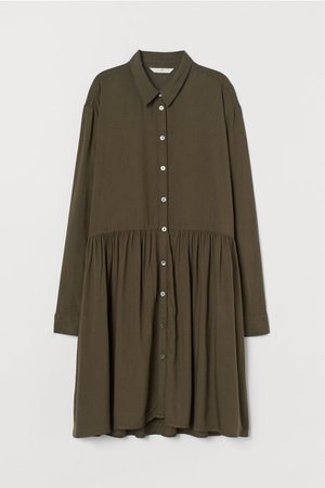 Airy Shirt Dress - Dark khaki green - Ladies | H&M US