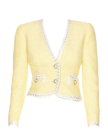 alessandra rich sequin tweed yellow jacket