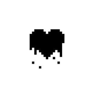 dripping black pixel heart