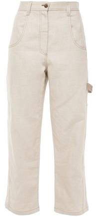 Cropped Linen And Cotton-blend Straight-leg Pants
