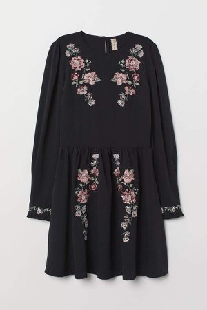 Embroidered dress - Black