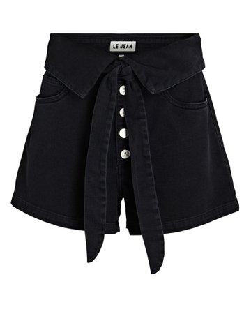 Le Jean Lola Foldover Tie-Waist Denim Shorts | INTERMIX®