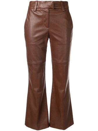 Brunello Cucinelli Cropped Leather Flared Trousers - Farfetch