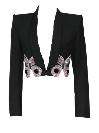 AREA NYC | Embroidered Butterfly Cropped Blazer - Black (Dei5 edit)