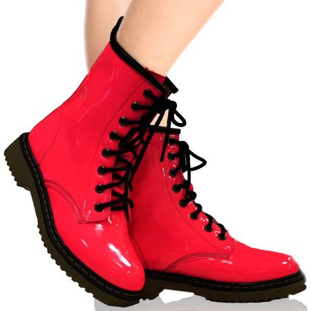 red combat boots
