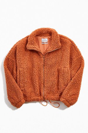 UO Willow Fuzzy Drawstring Teddy Jacket | Urban Outfitters