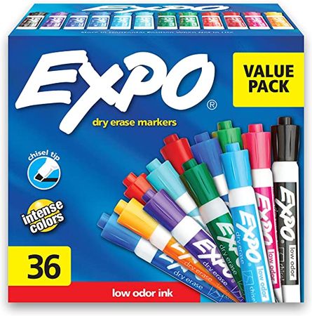 EXPO Low-Odor Dry Erase Markers, Chisel Tip, Assorted Colors, 36 Count : Amazon.ca: Everything Else