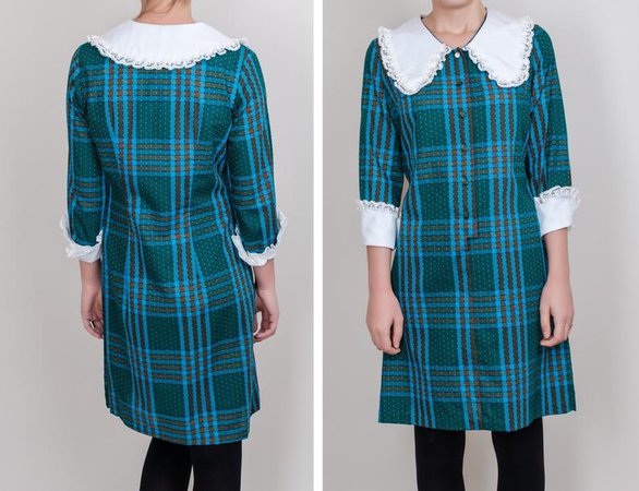 1960s Dress 60s Woven Cotton Plaid Mod Neatnik Dress with | Etsy