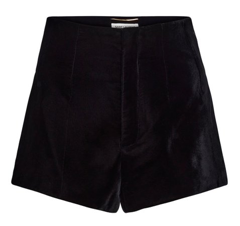 saint laurent black velvet shorts