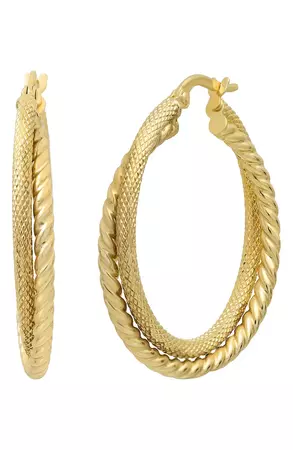 Bony Levy 14K Gold Mixed Twist Hoop Earrings | Nordstrom